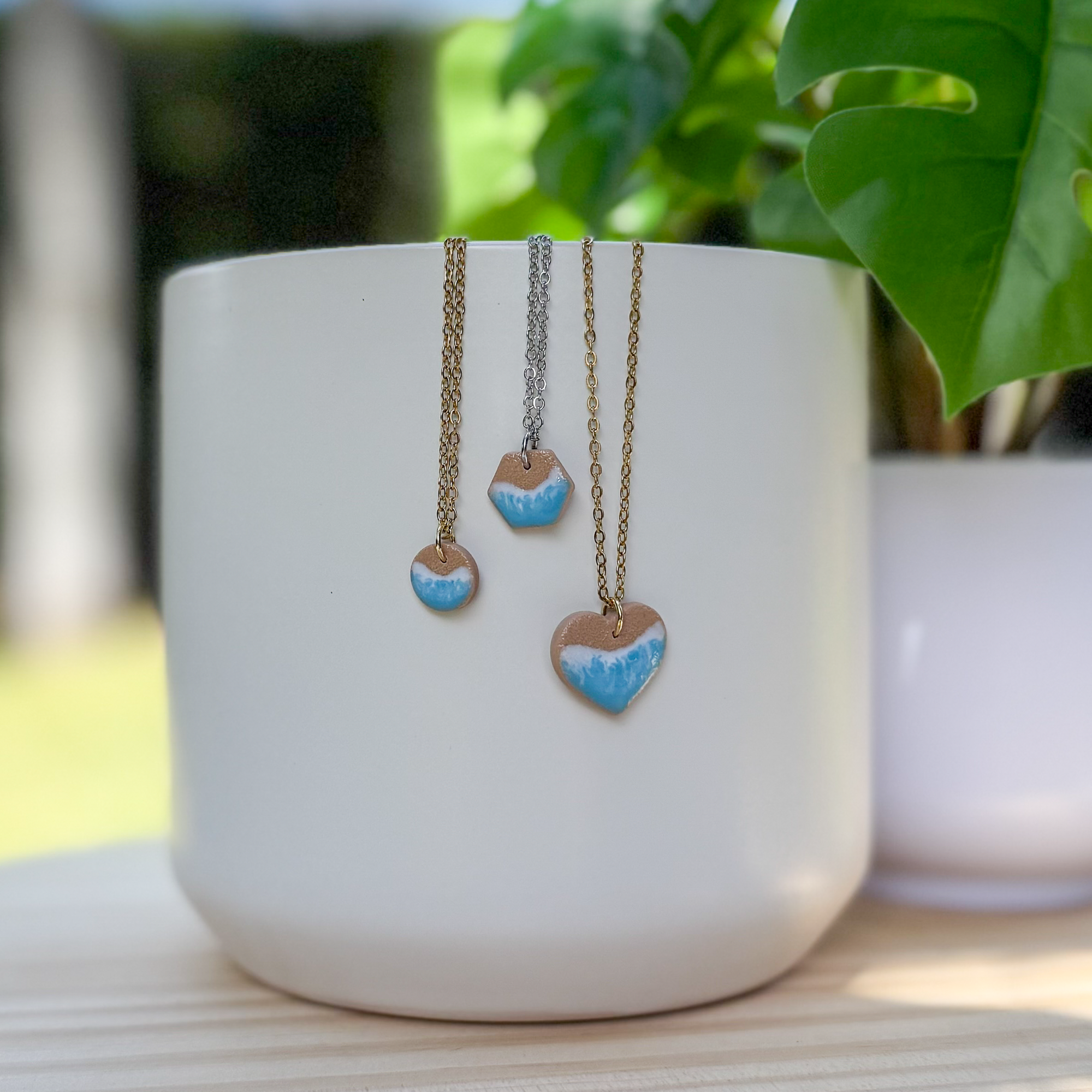 Tiny beach charm necklace