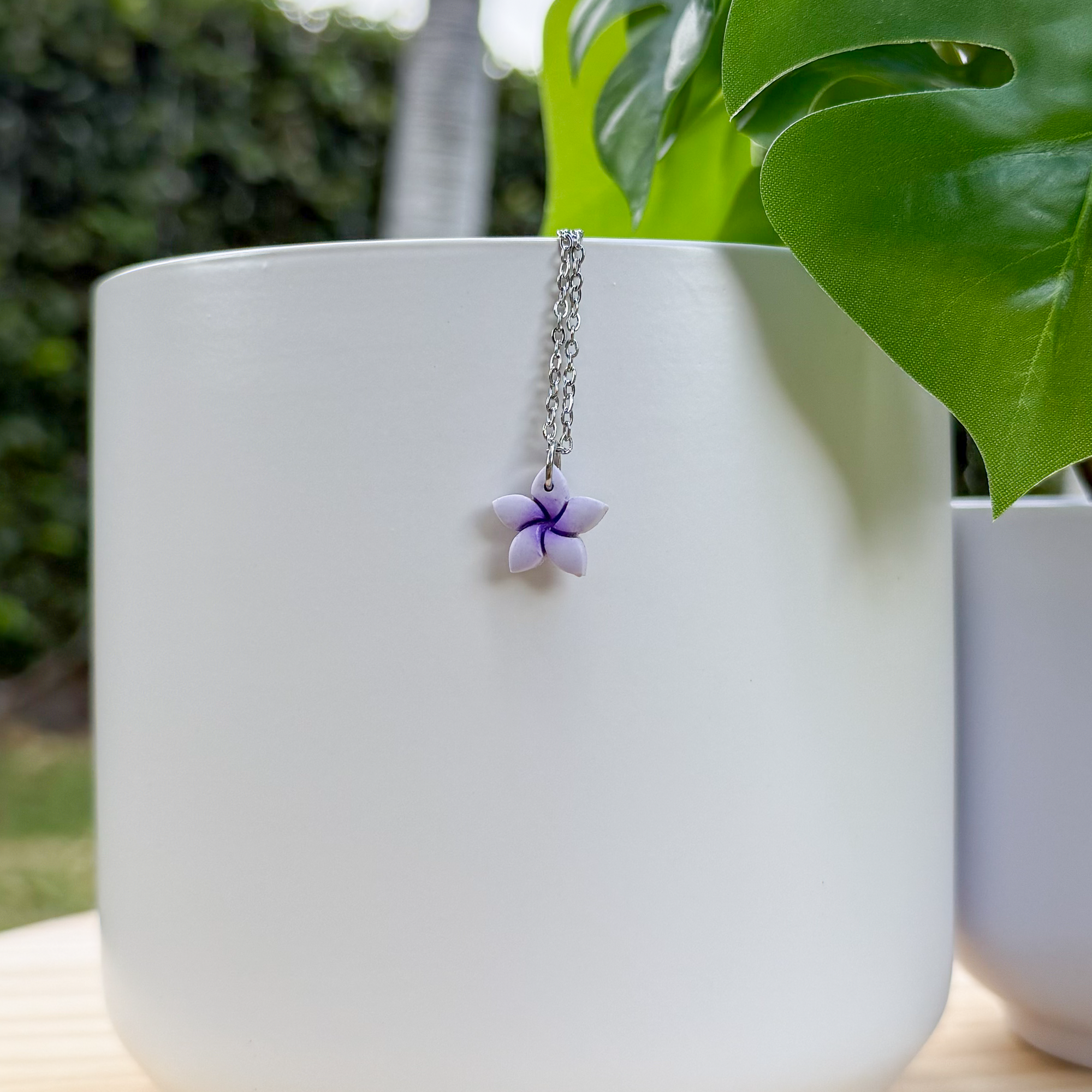 Plumeria charm necklace