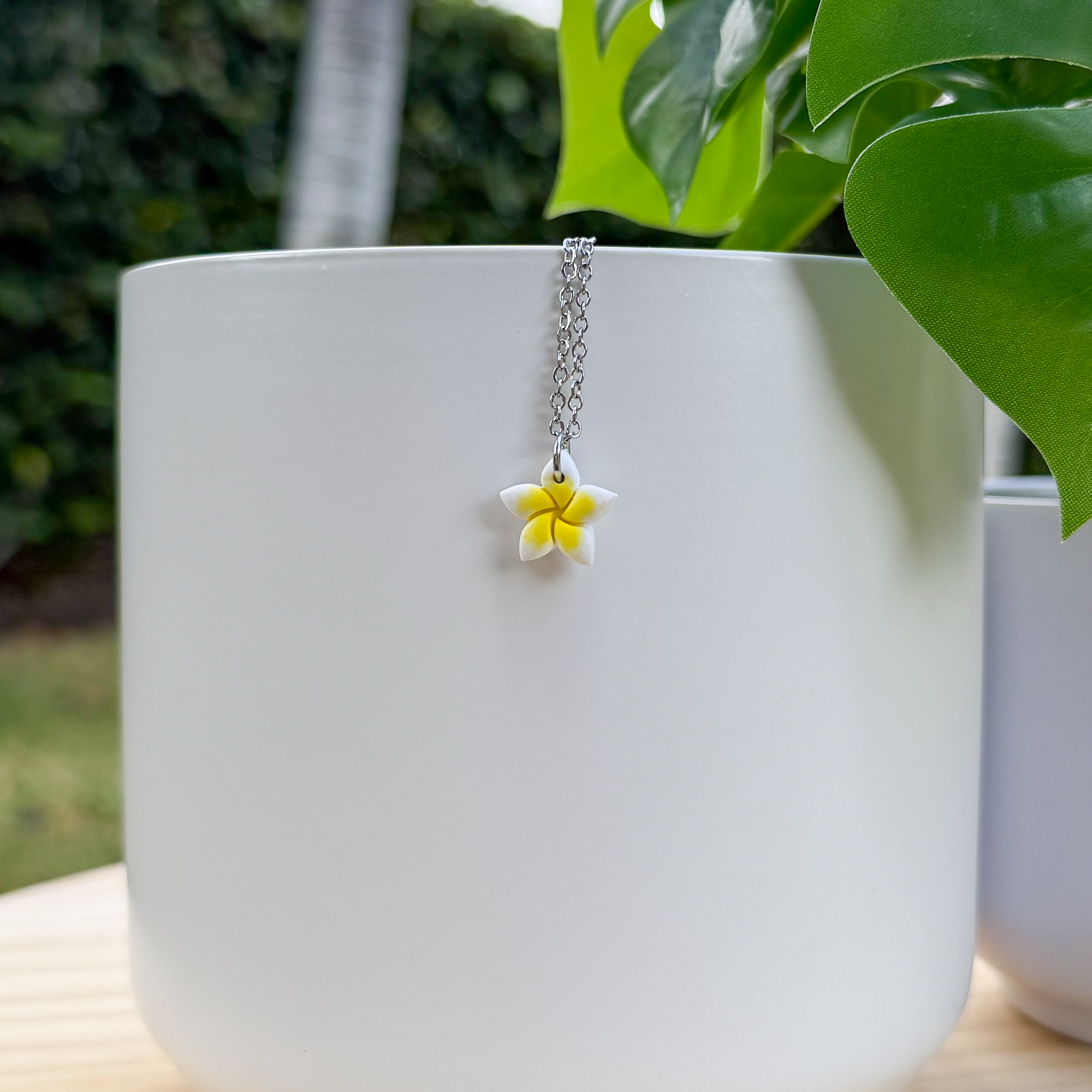 Plumeria charm necklace