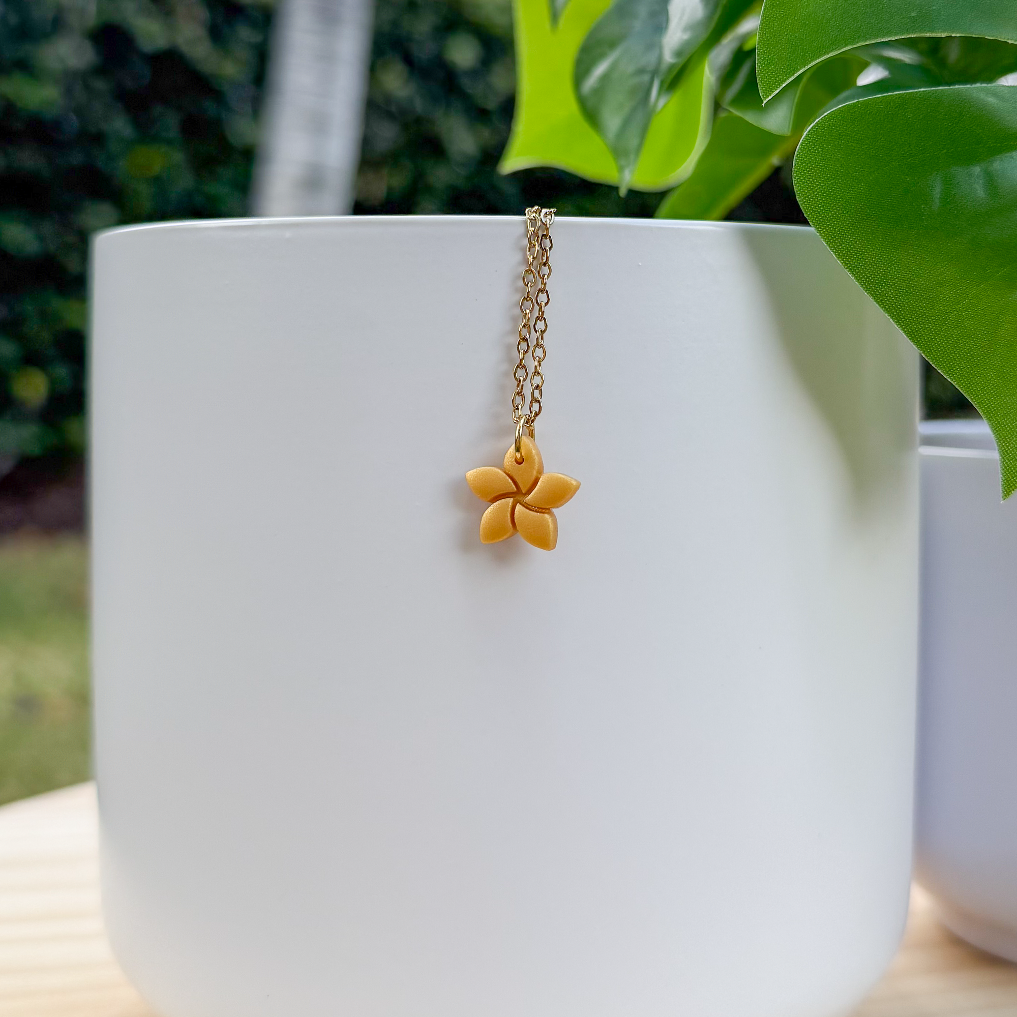 Plumeria charm necklace