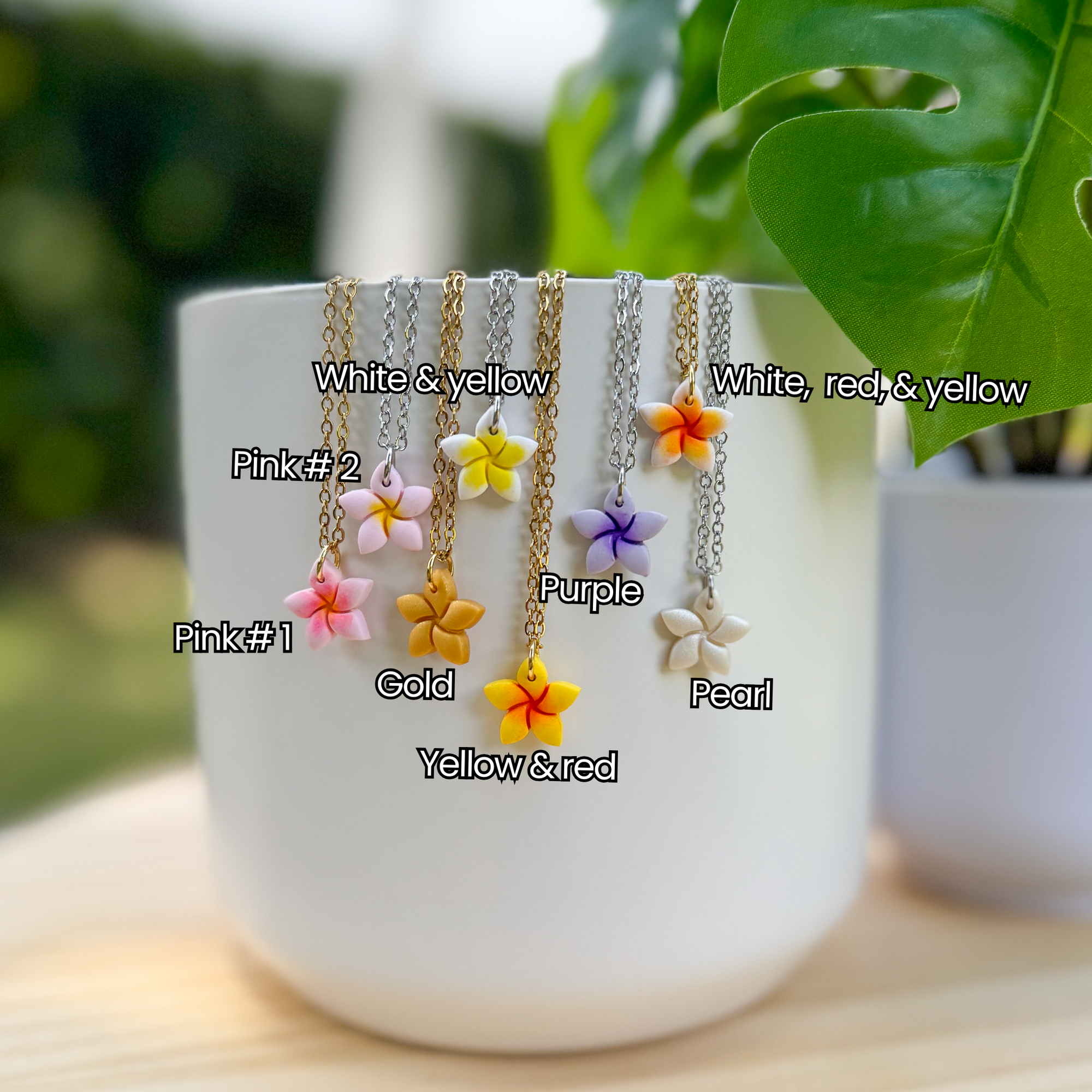 Plumeria charm necklace