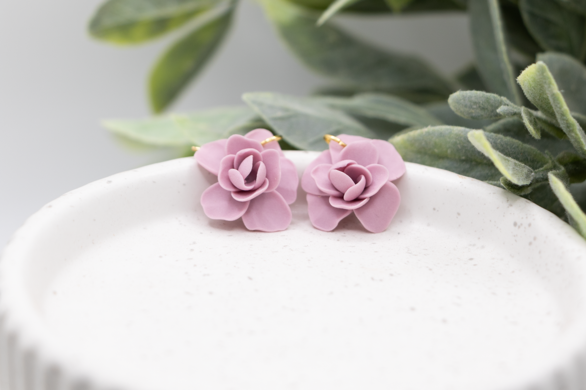 Mini lilac flower dangle earrings
