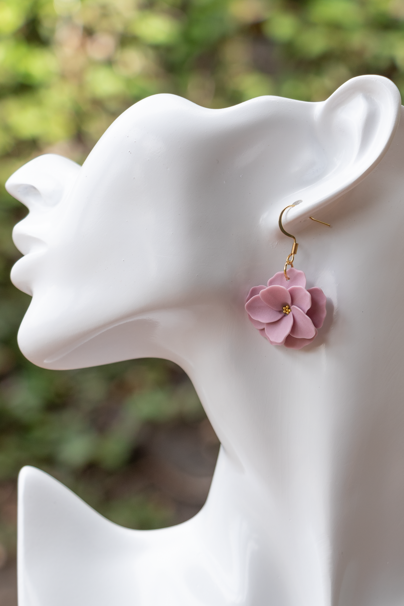 Lilac flower dangle earrings