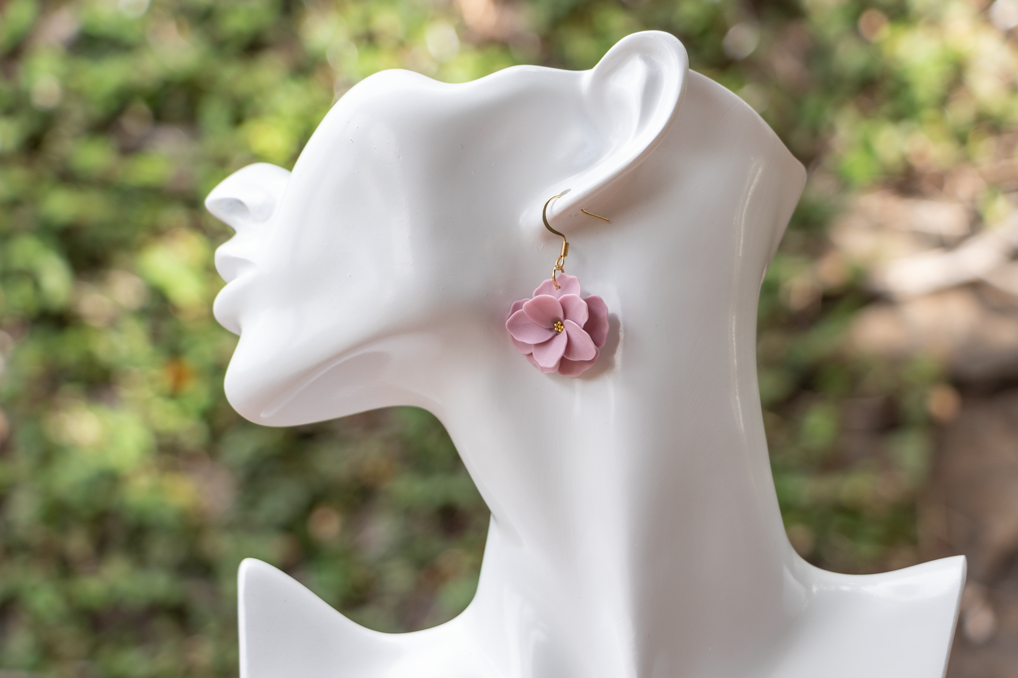 Lilac flower dangle earrings