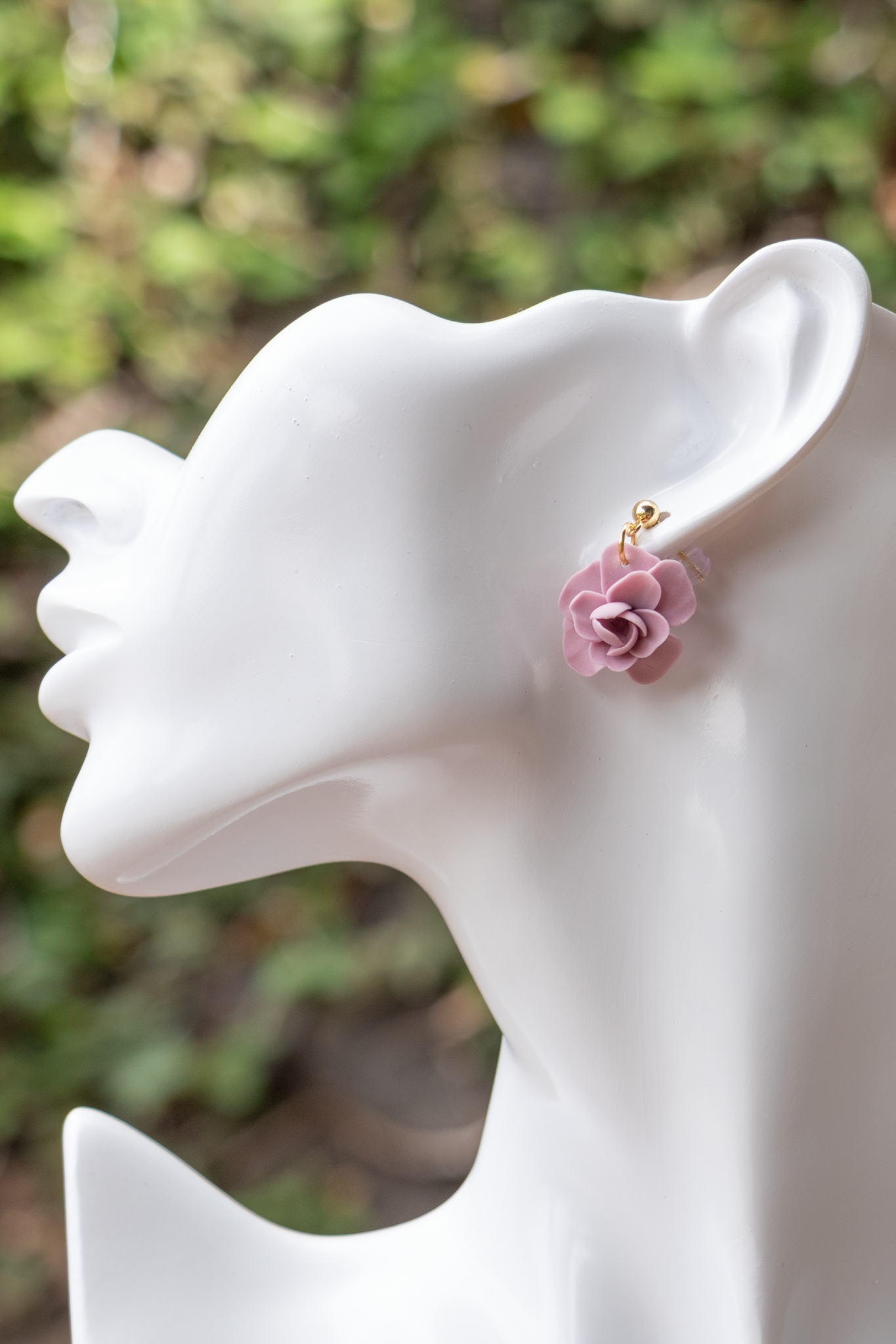 Mini lilac flower dangle earrings