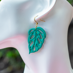 Embellished tropical leaves, green