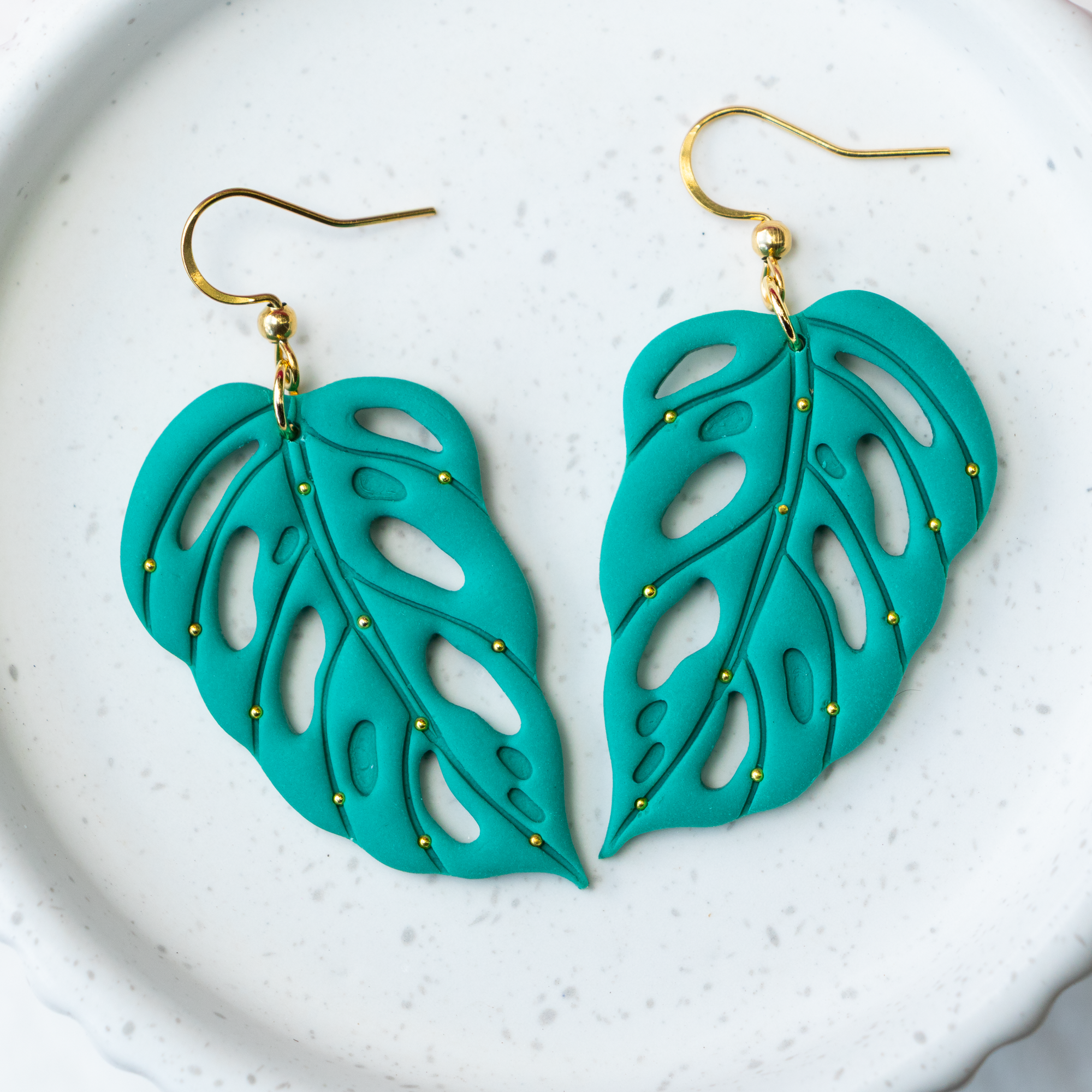 Embellished tropical leaves, green