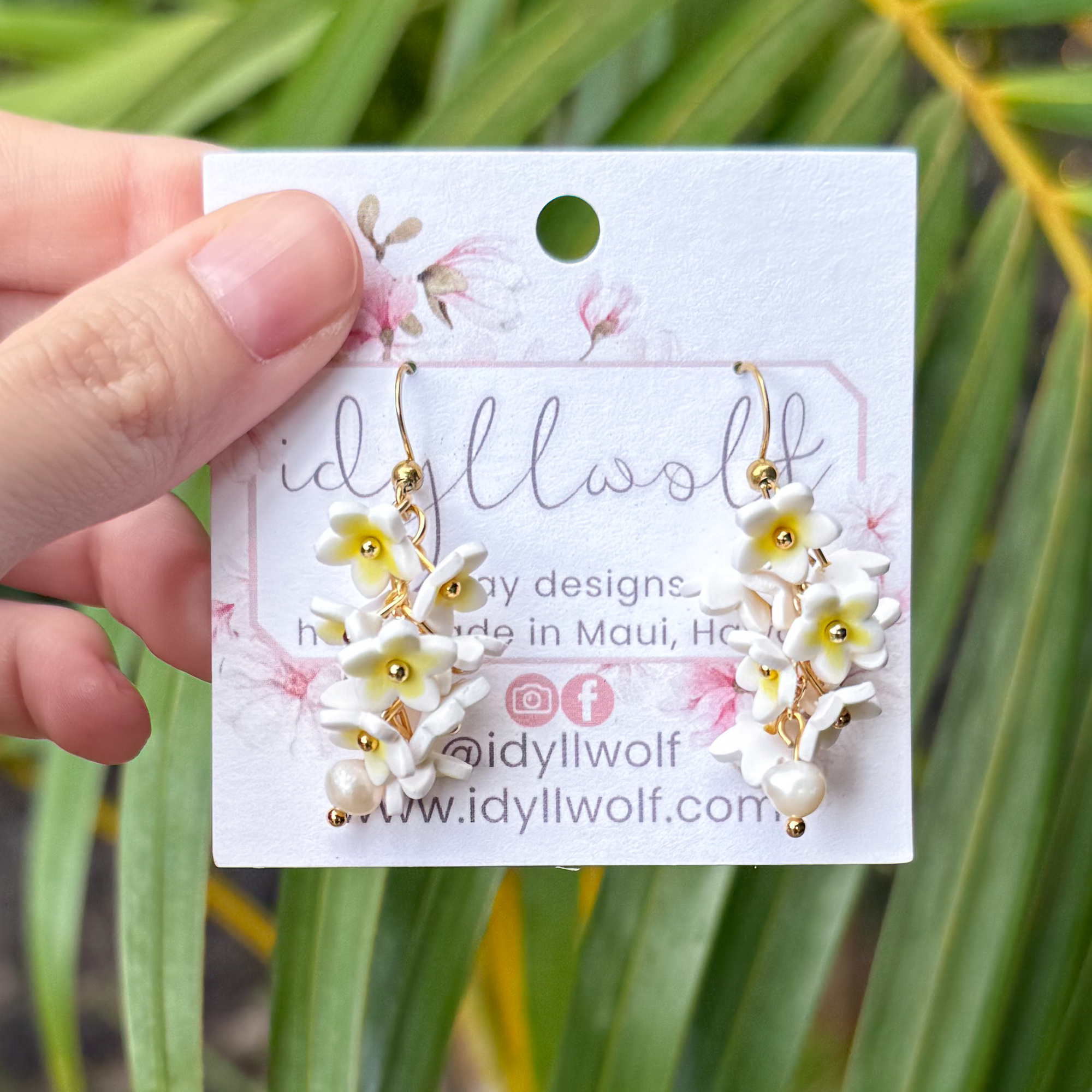 Plumeria pearls, white and yellow