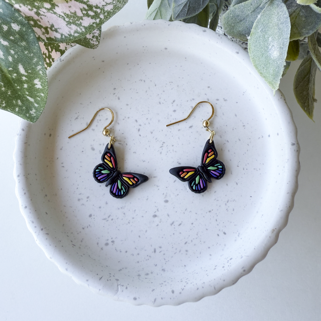 Hand-painted mini rainbow butterflies