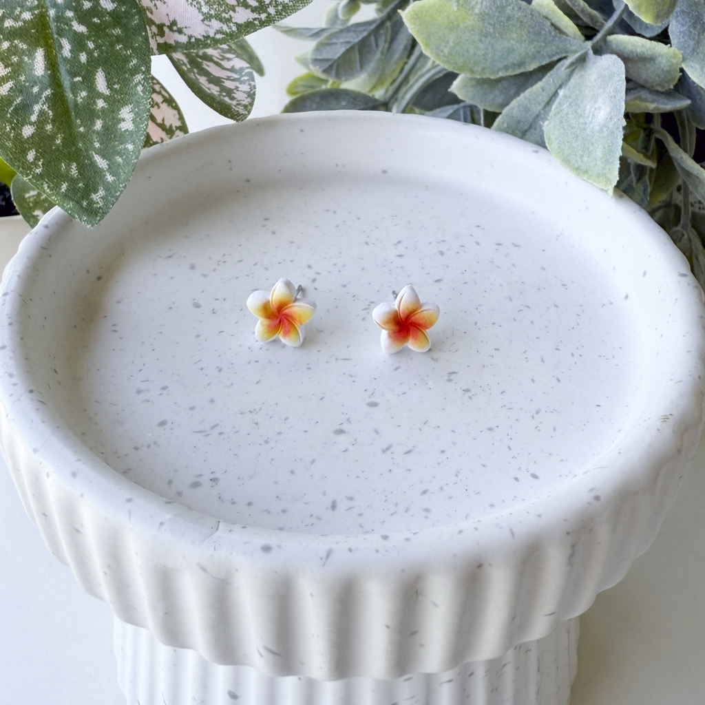Plumeria studs, multiple colors
