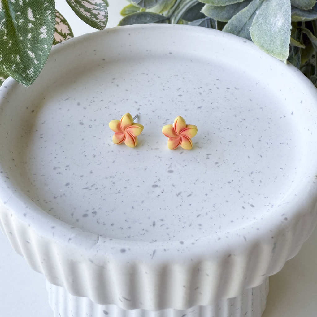 Plumeria studs, multiple colors