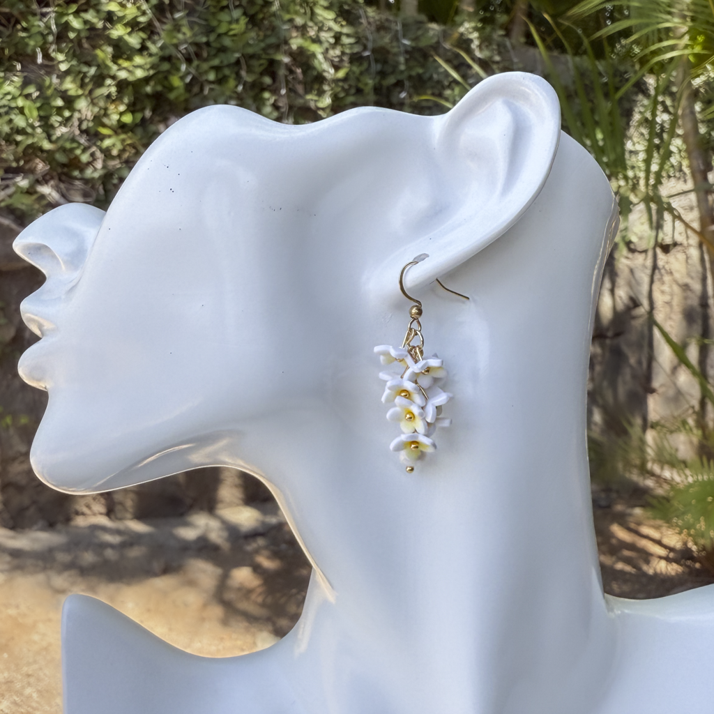 Plumeria pearls, white and yellow