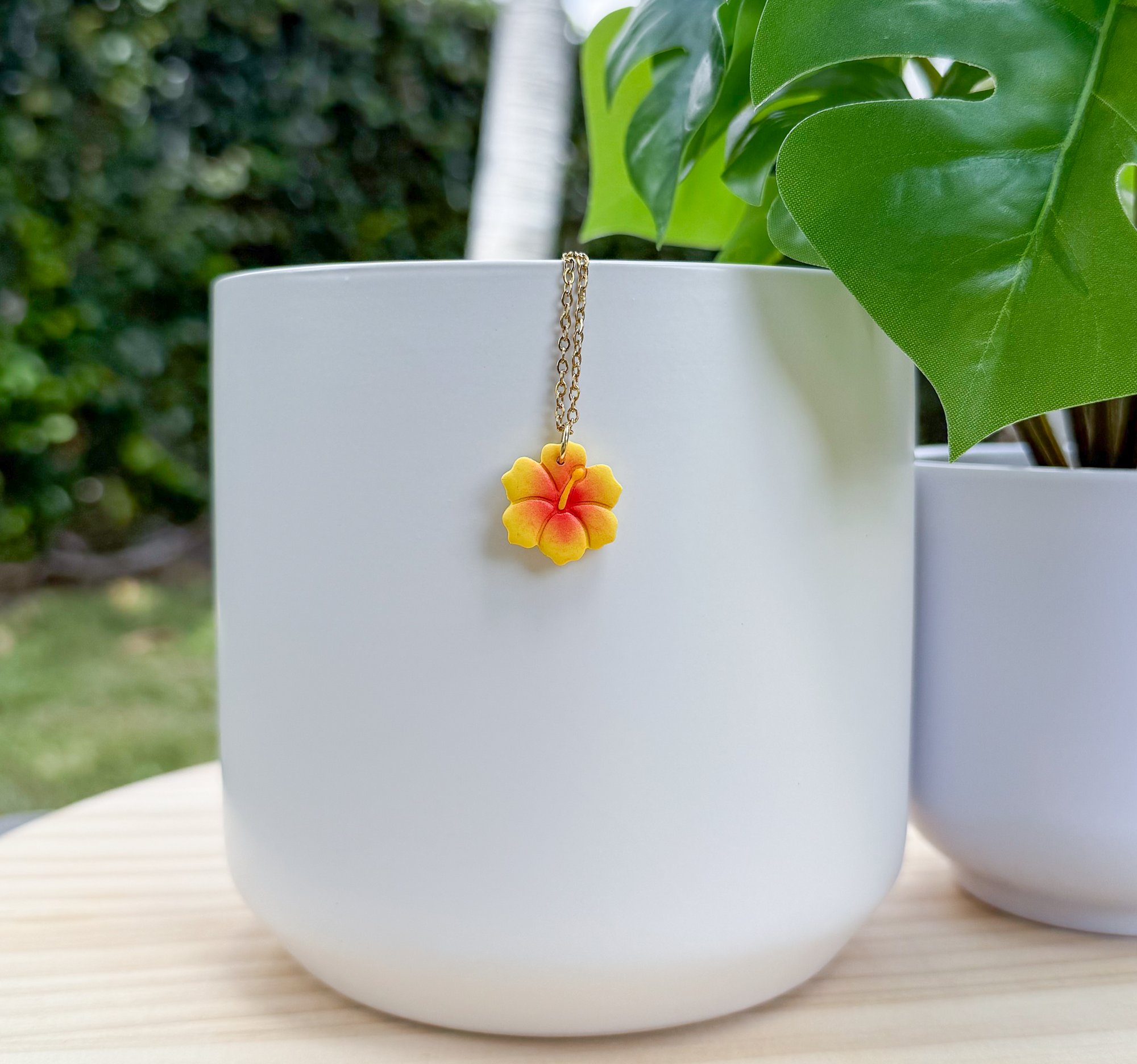 Hibiscus charm necklace