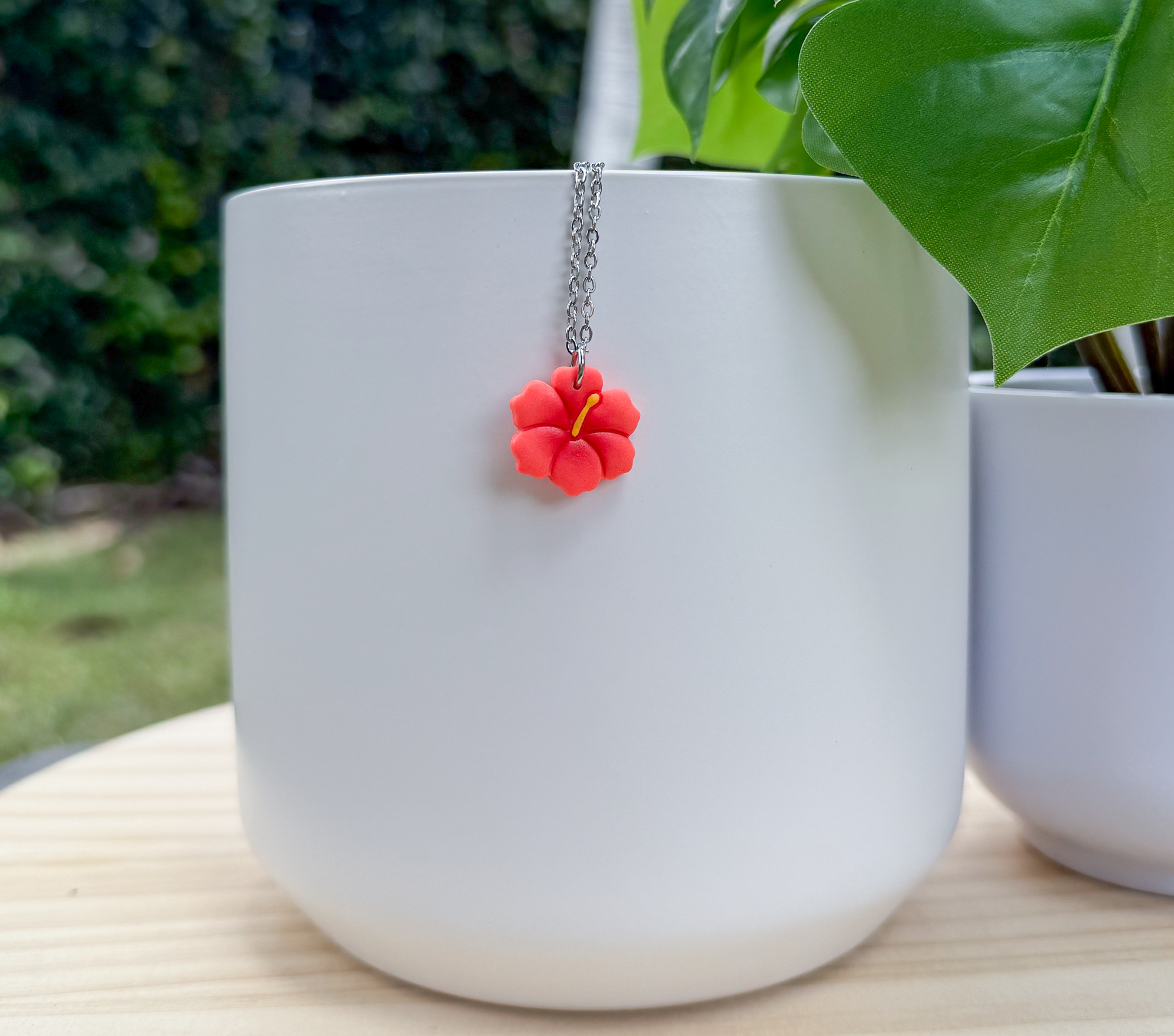 Hibiscus charm necklace