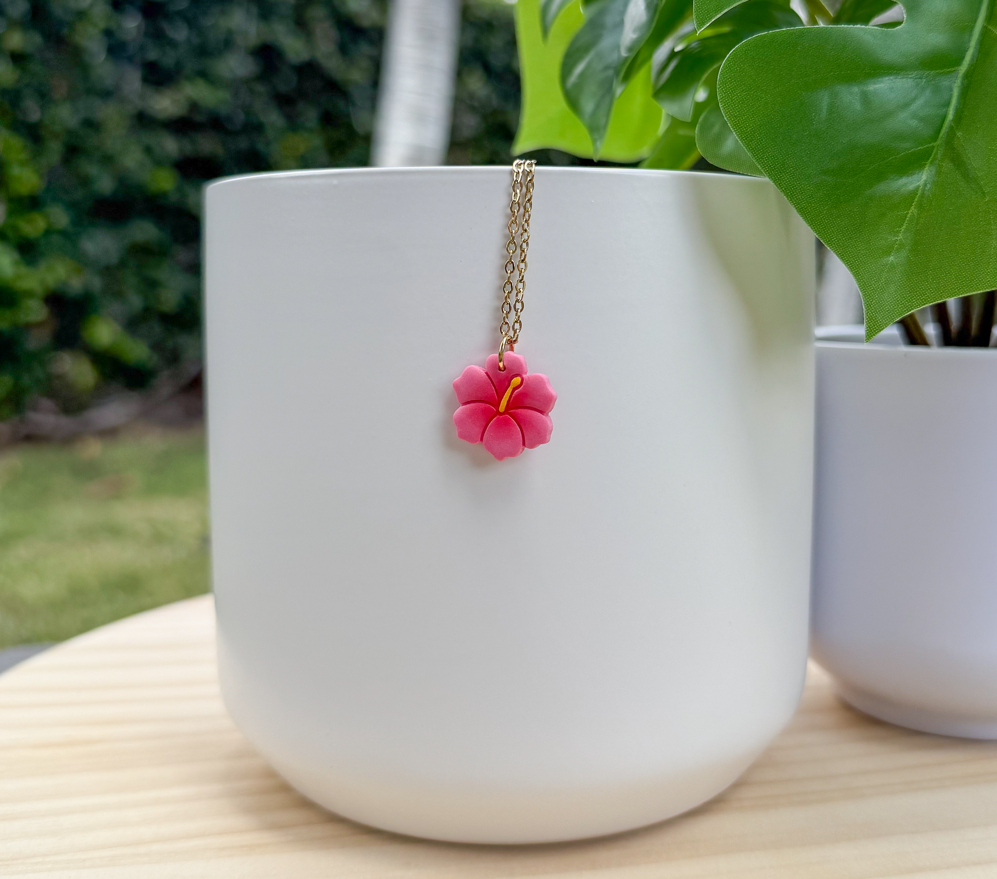 Hibiscus charm necklace