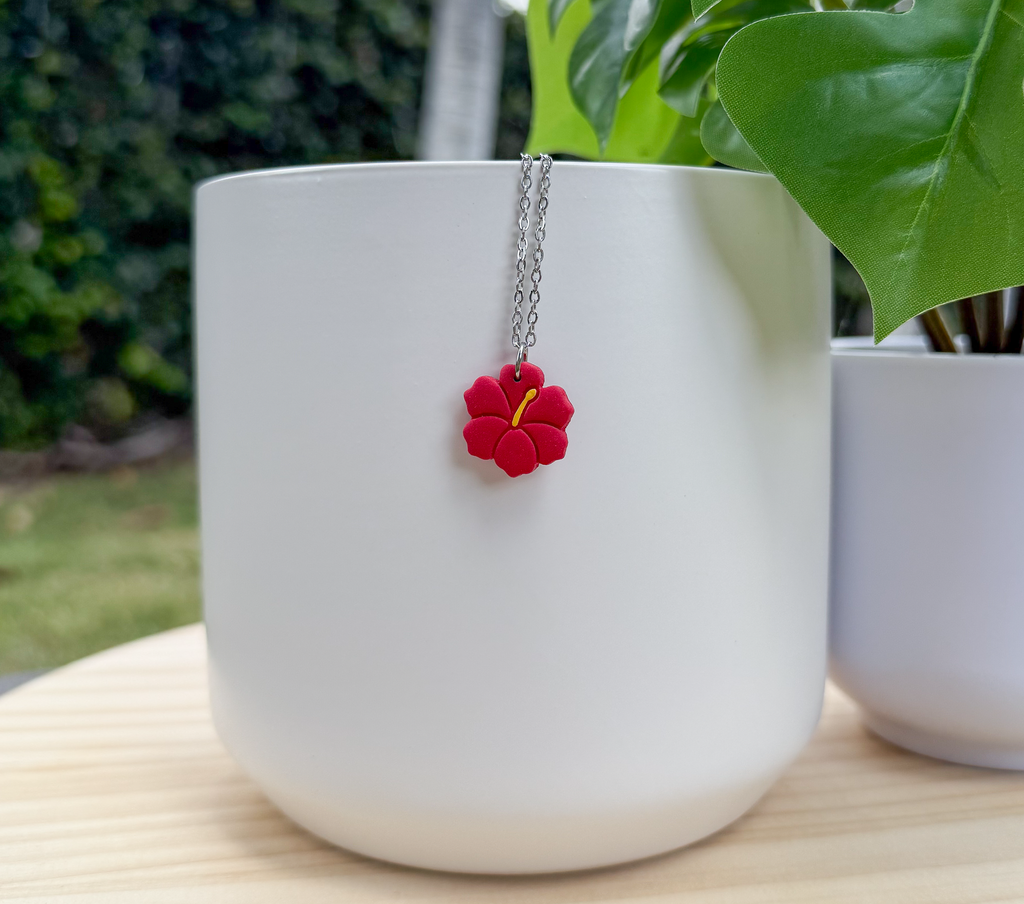 Hibiscus charm necklace